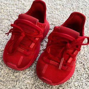Toddler Adidas red lace up sneakers